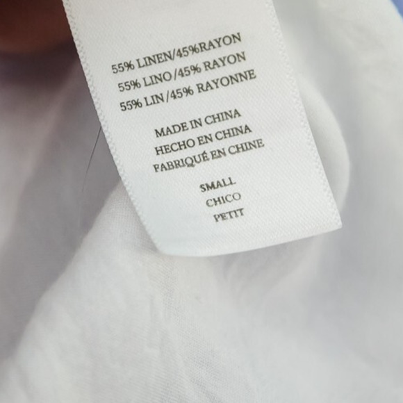 Rails Size Small S Blue Ludlow Stripe V Tie Neck Long Sleeve Linen Mini Dress - Picture 5 of 7